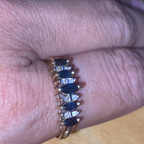 10k Gold Natural Sapphire & Diamond Ring FIRM